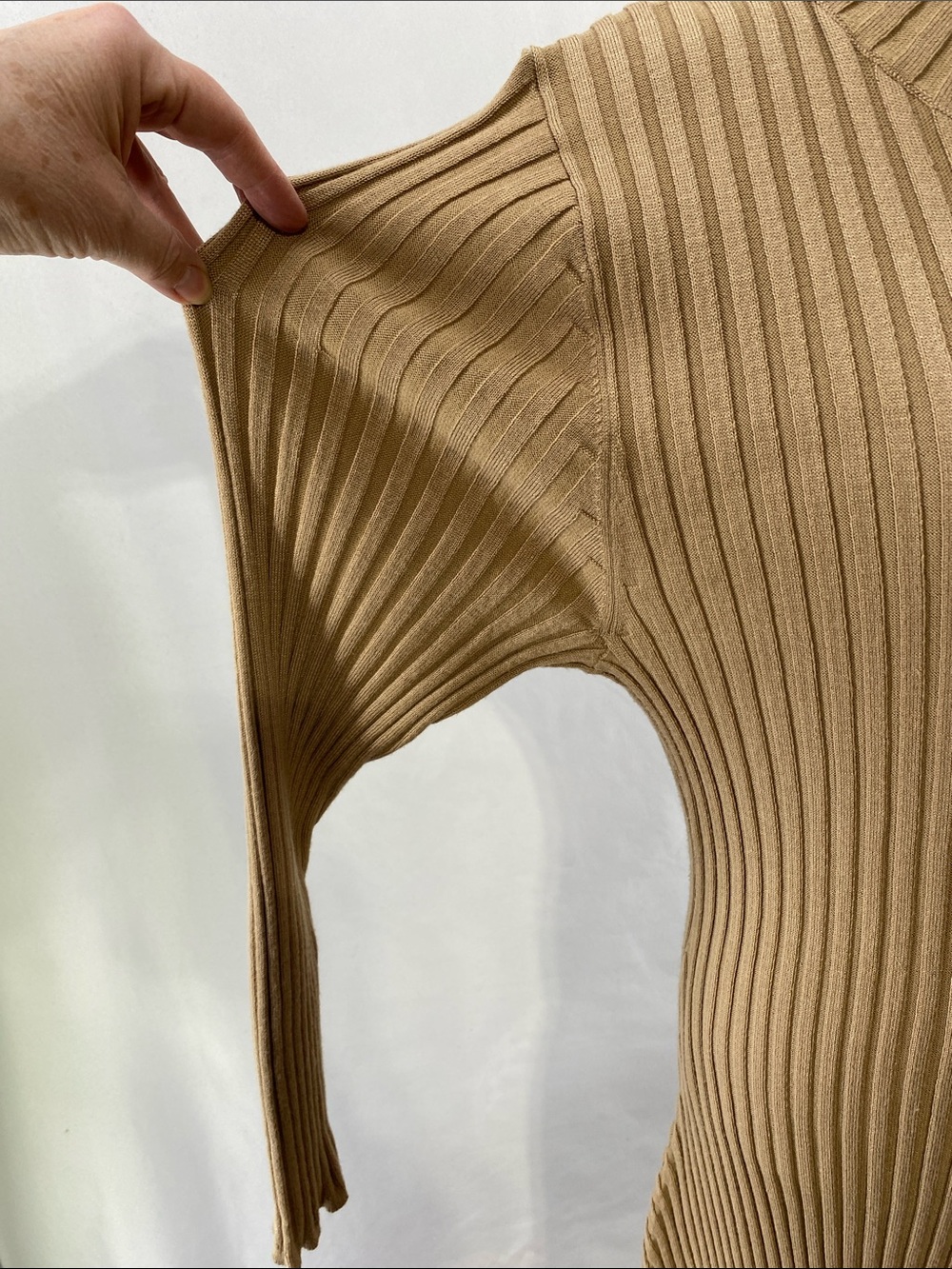 LANE BRYANT Tan/Black Colorblock Stretchy Ribbed Maxi—Mock Turtleneck—Sz 18/20 - Picture 8 of 15